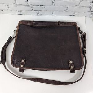 Vintage Messenger Laptop Bag, Roots brown leather Bag Rare Vintage
